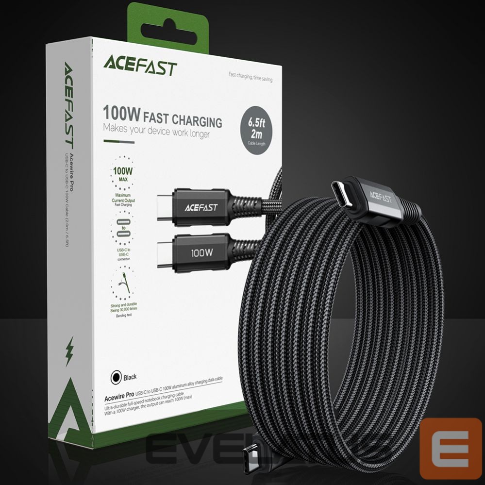 Kaabel Acefast Acefast C4-03 Black USB-C - USB-C PD QC cable 100W 5A 480Mb/s 2m - black