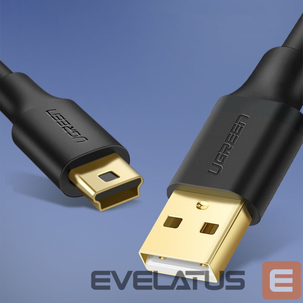 Kaabel Ugreen 5 pin gold-plated USB cable - mini USB 0.5m black (US132)