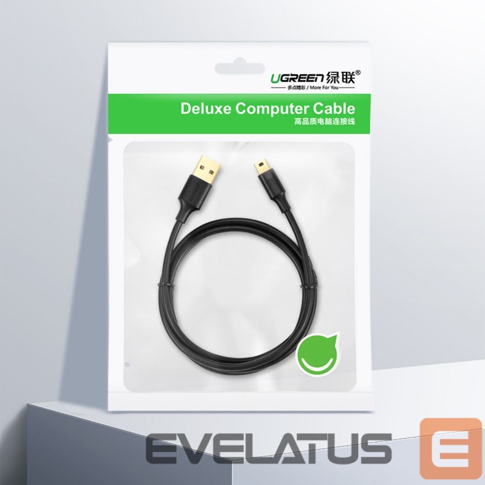 Kaabel Ugreen 5 pin gold-plated USB cable - mini USB 0.5m black (US132)