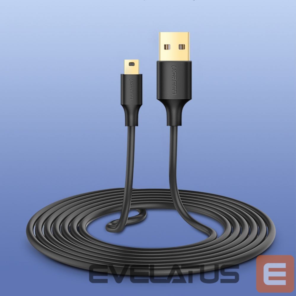 Kaabel Ugreen 5 pin gold-plated USB cable - mini USB 0.5m black (US132)