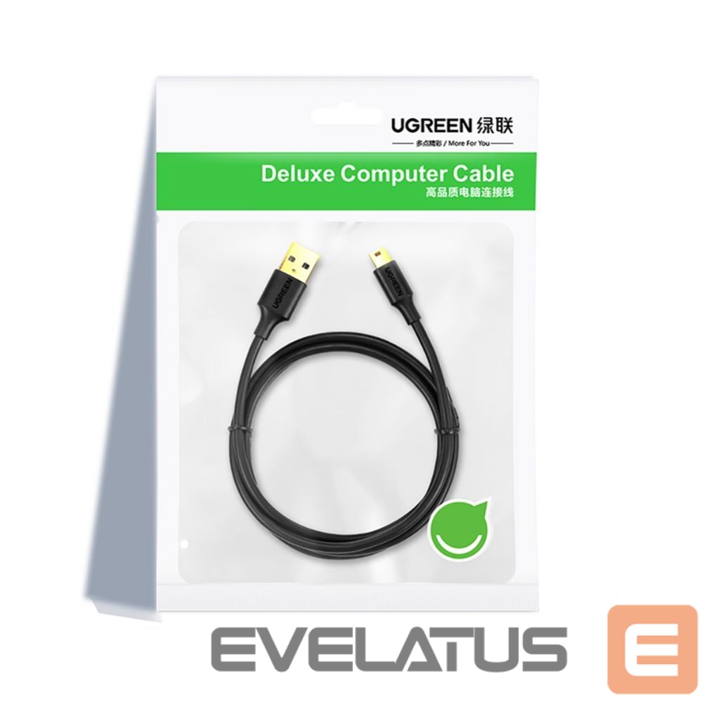 Kaabel Ugreen 5 pin gold-plated USB cable - mini USB 0.5m black (US132)