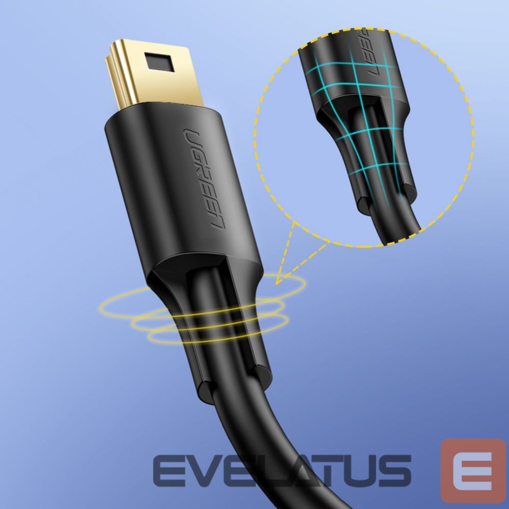 Kaabel Ugreen 5 pin gold-plated USB cable - mini USB 0.5m black (US132)