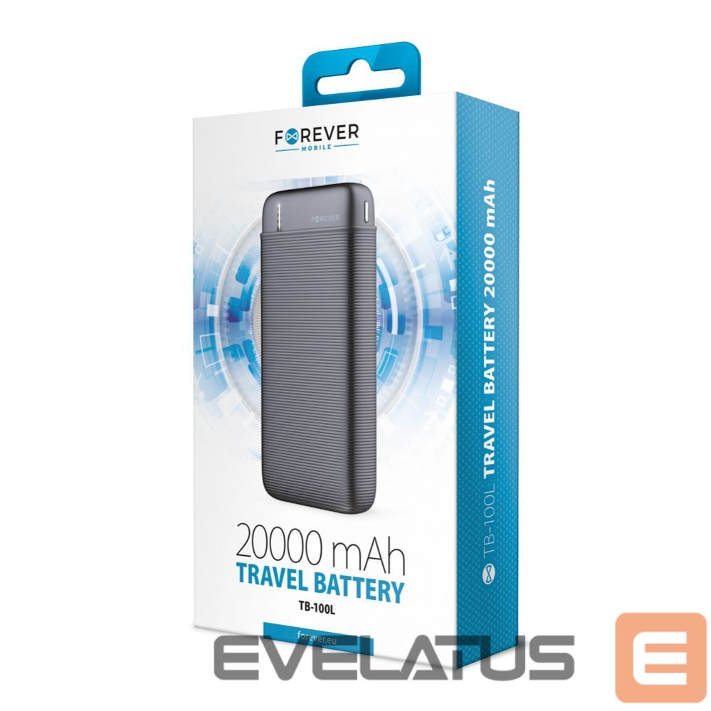Väline aku Forever Forever power bank TB-100L 20000 mAh black