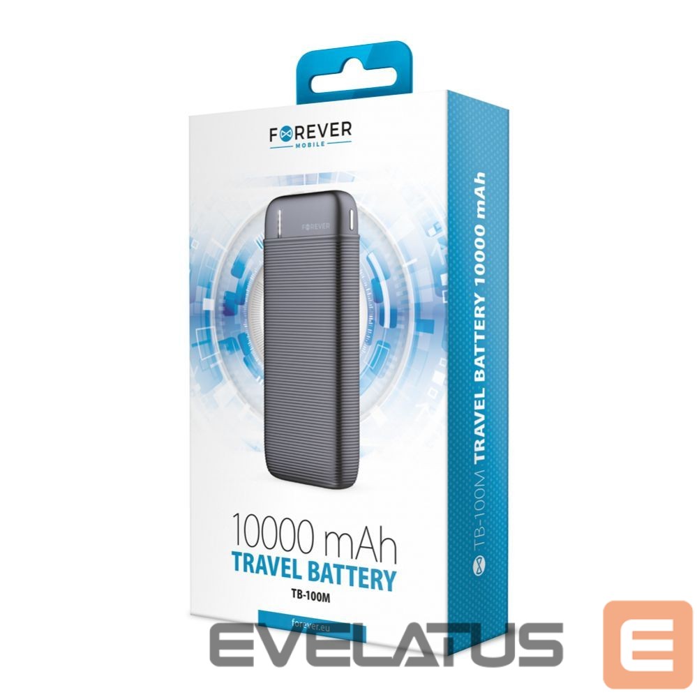 Väline aku Forever Forever power bank TB-100M 10000 mAh black