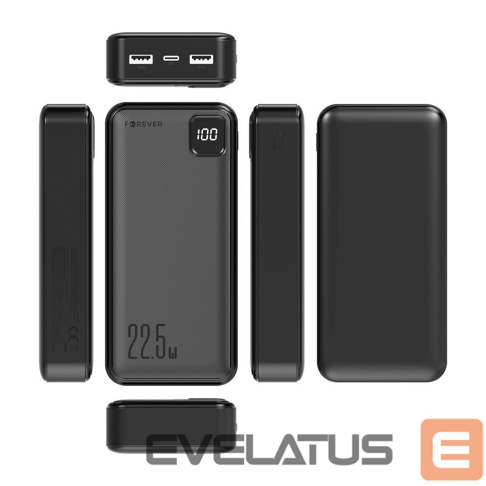 Väline aku Forever Forever power bank TB-300L PD QC 22,5W 20000 mAh black