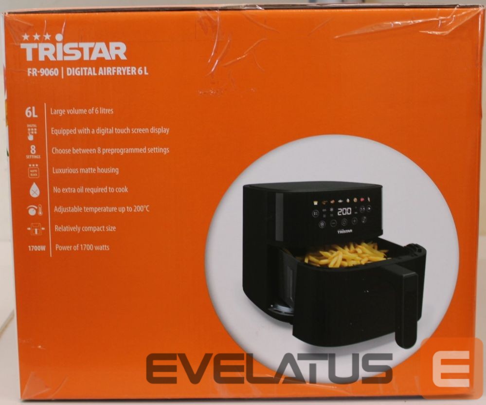 Lauagrillid Tristar SALE OUT. FR-9060 Digital Airfryer, 6 L, Digital LED touchscreen, 1700 W, Black | Digital Airfryer | FR-9060 | Power 1700 W | Capacity 6 L | Black | Hot air technology | DAMAGED PACKAGING