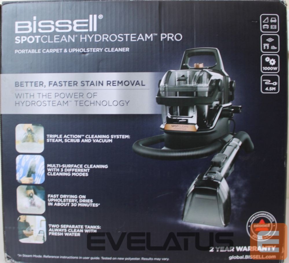 Tolmuimeja Bissell SALE OUT. SpotClean HydroSteam Pro | Portable Carpet and Upholstery Cleaner | SpotClean HydroSteam Pro | Corded operating | Washing function | 1000 W | Black | 24 month(s) | DAMAGED PACKAGING, USED AND SCRATCHED