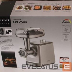 Lihaveski Caso  SALE OUT.  Meat Mincer | FW 2500 | Stainless Steel | 2500 W | Number of speeds 2 | Throughput (kg/min) 2.5 | 3 stainless steel cutting plates (3 mm, 5 mm and 8 mm), Sausage filler, Cookie attachment with 4 moulds, Stuffer | DEMO 
