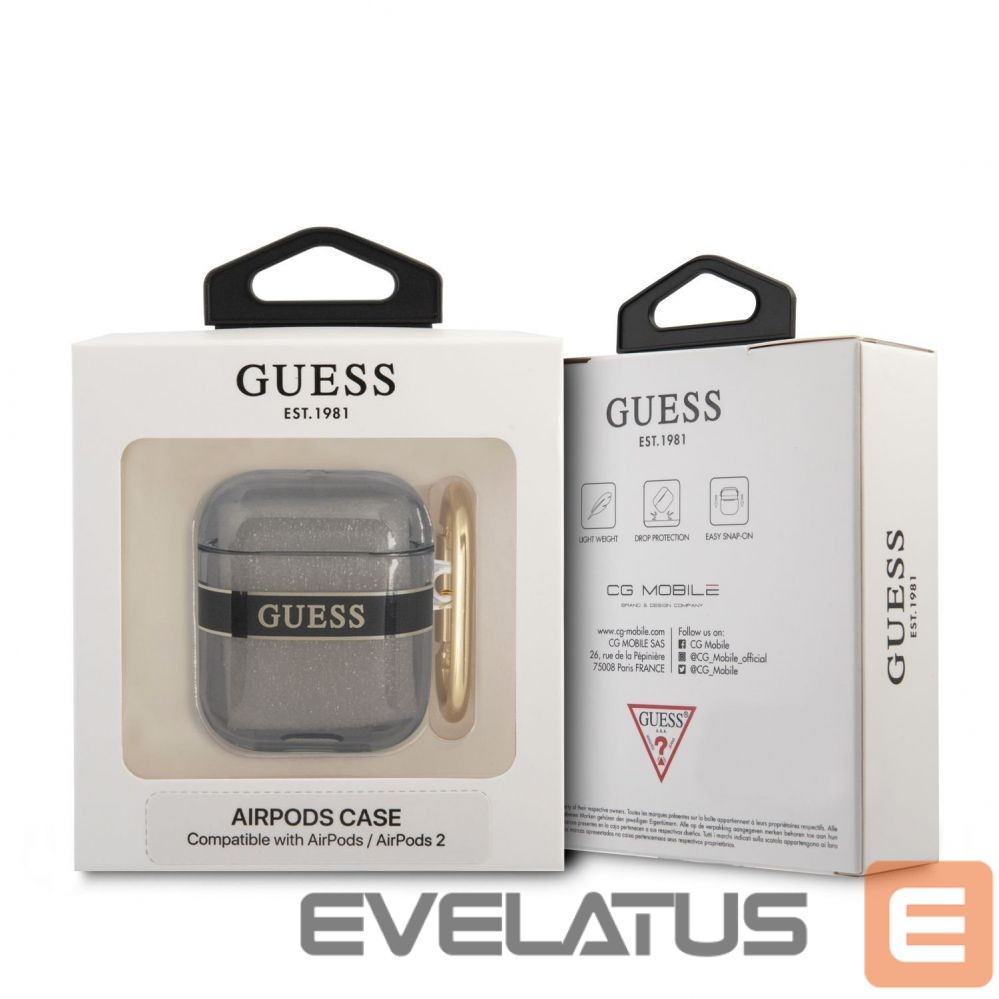 Korpus kõrvaklappidele Guess Apple Airpods 1/2 TPU Printed Stripe Case Black