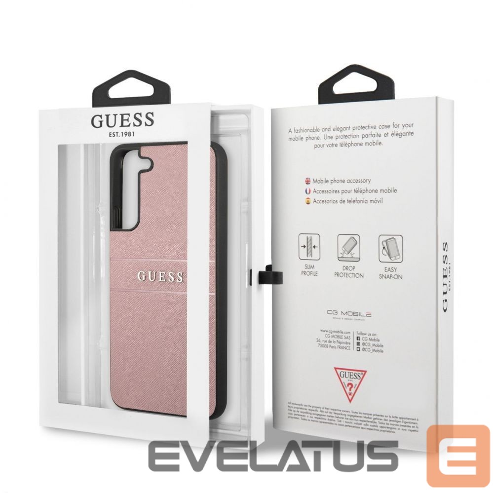 Tagakaaned Guess Samsung Samsung S22 Plus PU Leather Saffiano Case Pink