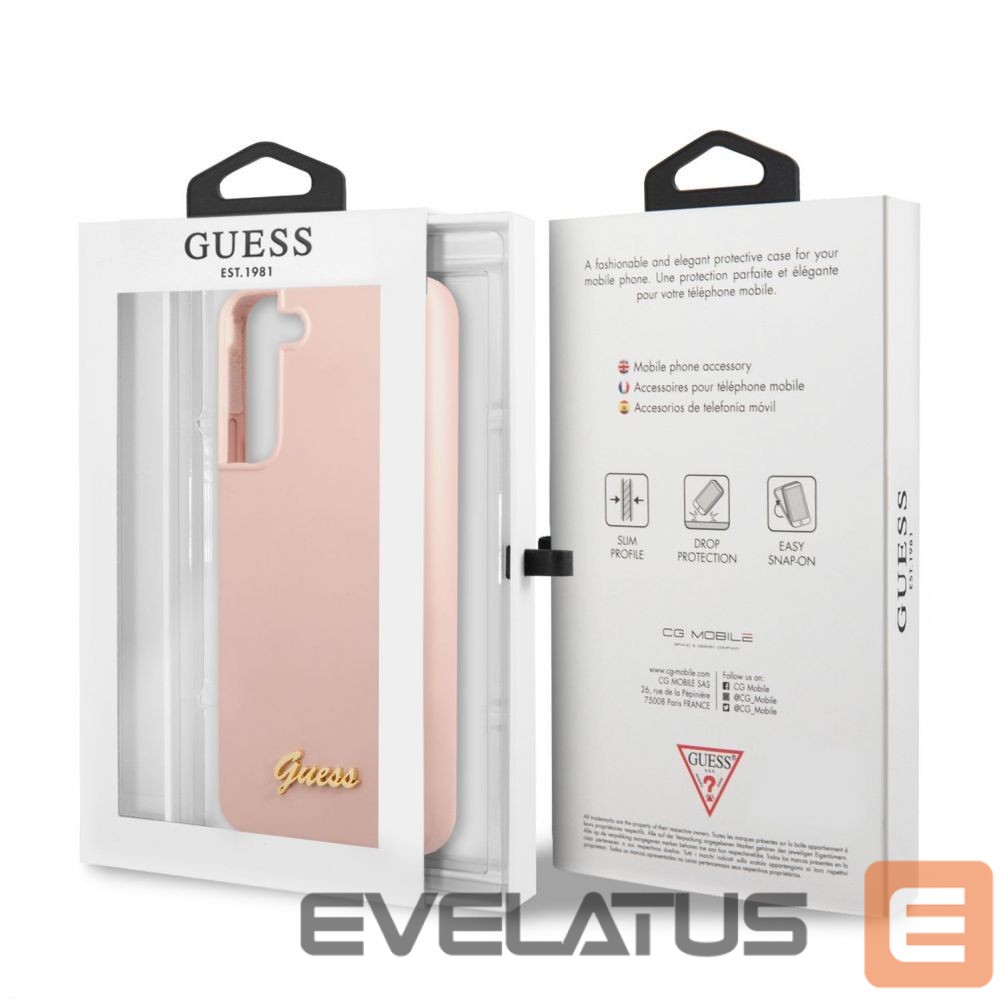Tagakaaned Guess - Samsung S22 Plus Silicone Metal Logo Case Pink