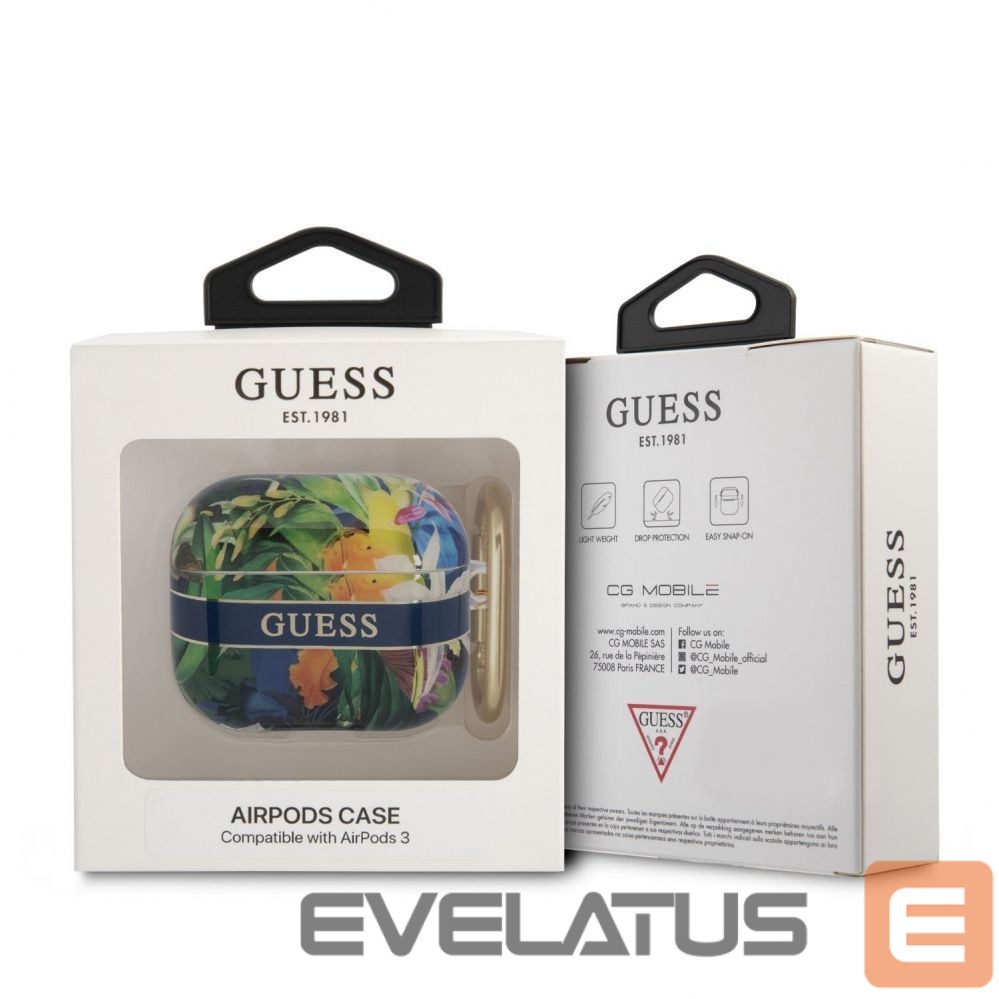 Korpus kõrvaklappidele Guess Apple Airpods 3 TPU Flower Print Case Blue