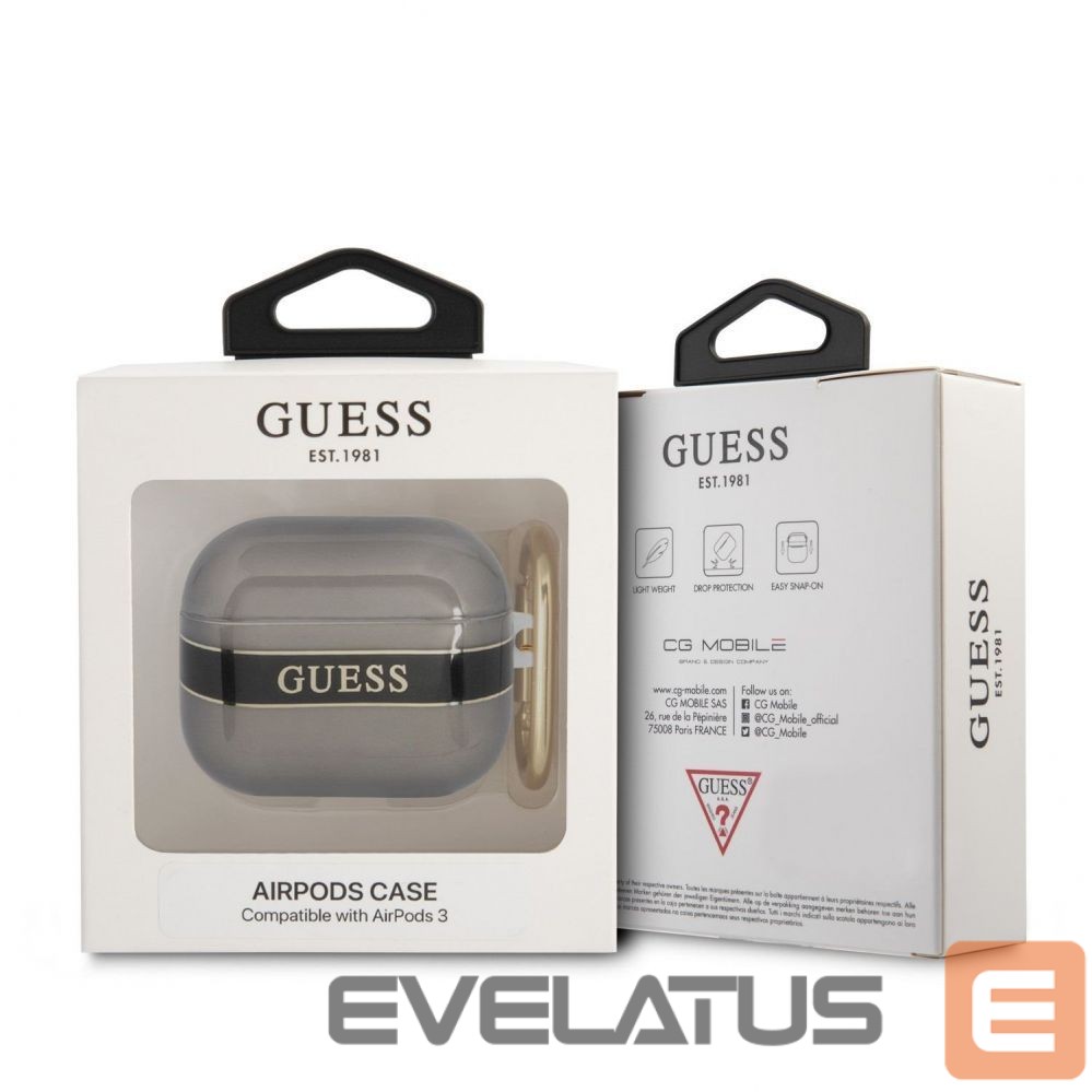 Korpus kõrvaklappidele Guess Apple Airpods 3 TPU Printed Stripe Case Black