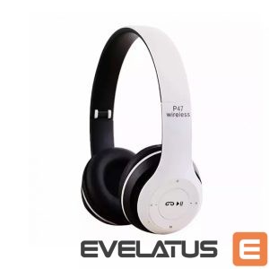Juhtmevabad kõrvaklapid iWear  BITS Noise Cancell Foldable Bluetooth 5.0 Wireless Headset FM Radio / MP3 Mico SD and Phone White