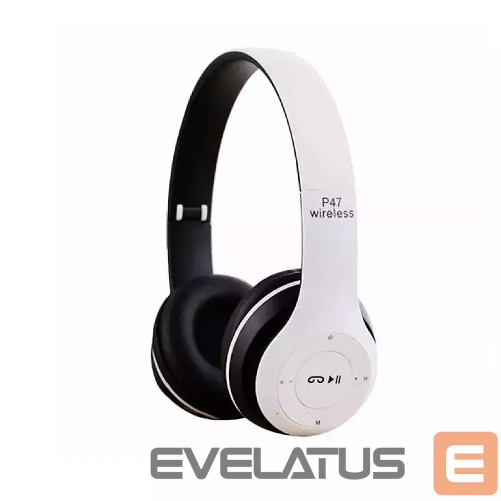 Juhtmevabad kõrvaklapid iWear BITS Noise Cancell Foldable Bluetooth 5.0 Wireless Headset FM Radio / MP3 Mico SD and Phone White