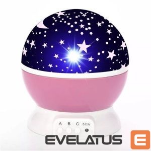 LED pirn Elight  L1 2in1 Star Sky projector and Night lamp with 4x AAA / USB Cable 220V Power Pink