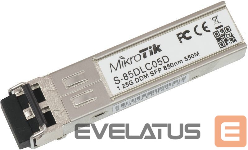 Server – muud tarvikud Mikrotik S-85DLC05D SFP, Multi-Mode Fiber, Dual LC, 10/100/1000 Mbit/s, Wavelength 850 nm, Maximum transfer distance 550 m, -40 to 70C