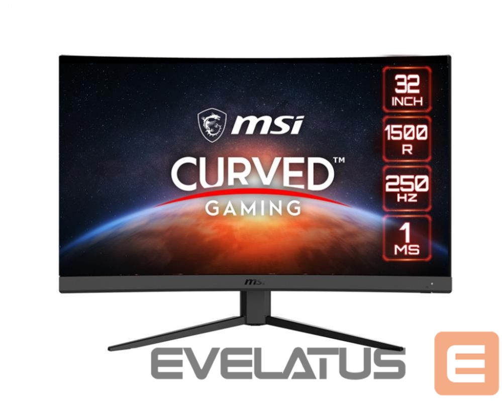 Monitorid MSI LCD Monitor||G32C4X|31.5"|Gaming/Curved|Panel VA|1920x1080|16:9|250Hz|Matte|1 ms|Tilt|Colour Black|G32C4X