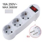 Üleminek CP  EU3 Perfect Travel Slim 180 degree Euro Power Socket expander to 3x plug 250V 16A Black