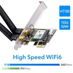 Ruuterid Cudy  WE3000 AirMax AX3000 WiFi 6 Bluetooth 5.0 PCIe Adapter Intel AX200 Dual Band 2 Antennas Black 