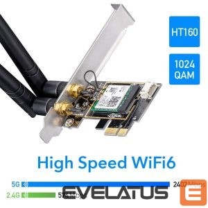 Ruuterid Cudy  WE3000 AirMax AX3000 WiFi 6 Bluetooth 5.0 PCIe Adapter Intel AX200 Dual Band 2 Antennas Black 