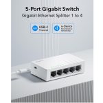 Ruuterid Cudy  GS105U NetSwitch 5-Port Gigabit Switch USB-C Power IGMP QoS Loop Prevention Black 