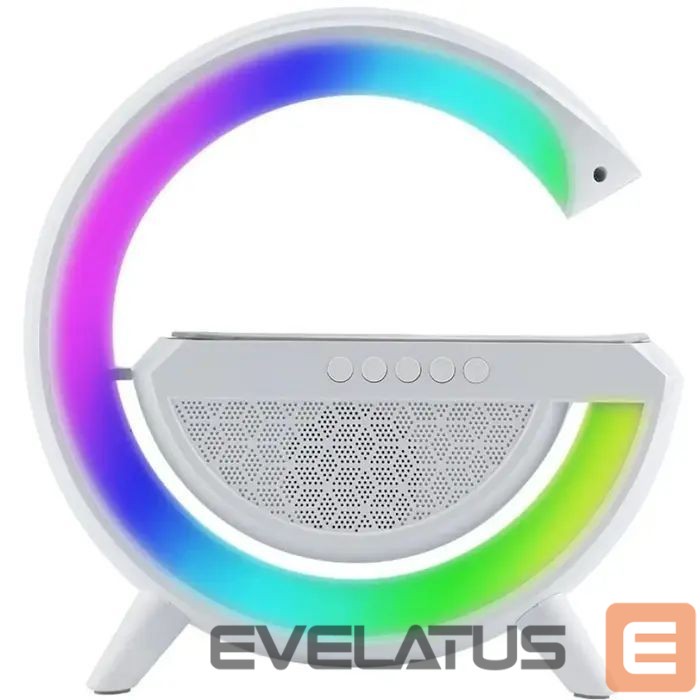Laualamp Elight G Shape Speaker Lamp with RGB LED lightning & Wireless Smart Device Charger White