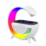 Laualamp Elight  G Shape Speaker Lamp with RGB LED lightning & Wireless Smart Device Charger White