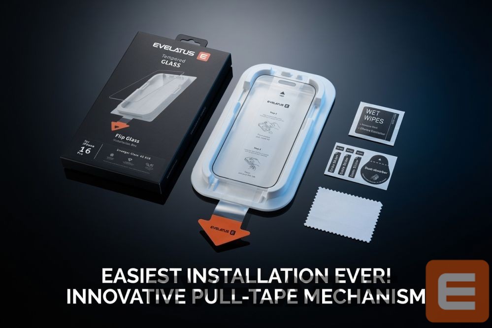 Kaitseklaasid Evelatus Apple iPhone 16 Pro Max Flip Glass Magic Easy Install No Box - Screen Protector (without packaging)