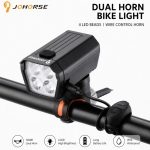 Jalgratta tarvik iLike  JOHORSE USB Rechargeable Bike Headlight with 120dB Electric Horn, 300LM 4 LED Bicycle Front Light, 7 Lighting Modes, Handlebar Remote Switch, IPX4 Waterproof Black