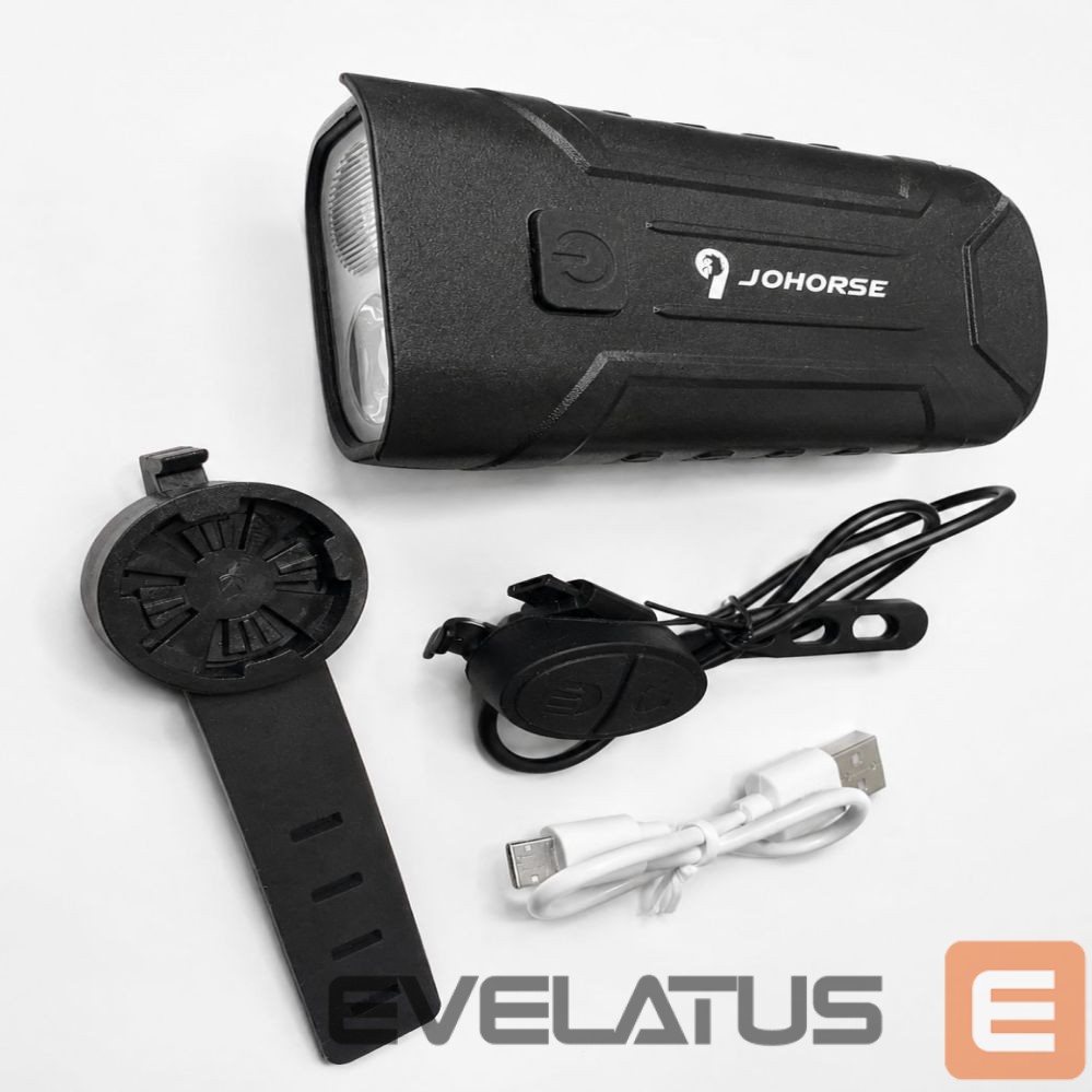 Jalgratta tarvik iLike JOHORSE Rechargeable Bike Light with 120dB Horn, USB Rechargeable LED Bicycle Headlight, High/Low Beam, IPX4 Waterproof, Front Cycling Light Black