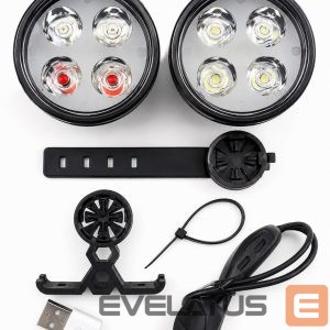 Jalgratta tarvik iLike  USB Rechargeable 4-LED Bike Light Set – Front & Rear Bicycle Lights with 120dB Horn 