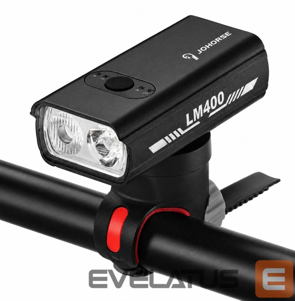 Jalgratta tarvik iLike JOHORSE USB Rechargeable Bike Front Light, 400LM LED Bicycle Headlight, Dual Beam, Aluminum Housing, Battery Indicator, Waterproof Cycling Light