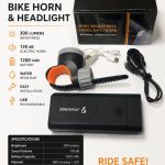 Jalgratta tarvik iLike  JOHORSE Bike Headlight & Electric Horn – 300 Lumens, 120dB, USB Rechargeable 