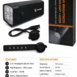 Jalgratta tarvik iLike  Rechargeable Bicycle Headlight with 120dB Electric Horn, 300 Lumens LED Bike Light, USB Rechargeable, Handlebar Remote Switch 