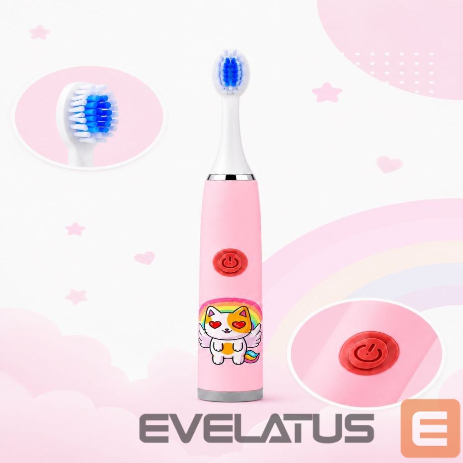Hambahari iLike Kids W3 Electric Toothbrush (Battery-Powered) +3 attachments Pink