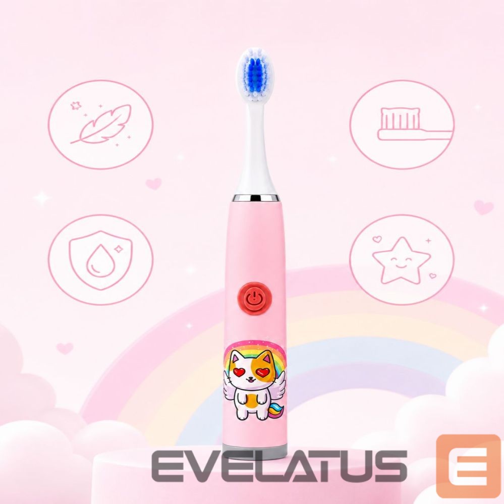 Hambahari iLike Kids W3 Electric Toothbrush (Battery-Powered) +3 attachments Pink