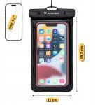 Universaal mobiiltasku Wozinsky  WWE-01 Case Waterproof, with wrist strap PVC phone armband case Black