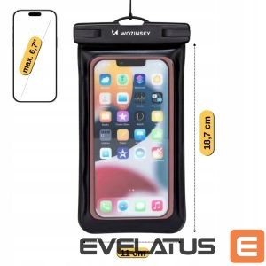 Universaal mobiiltasku Wozinsky  WWE-01 Case Waterproof, with wrist strap PVC phone armband case Black