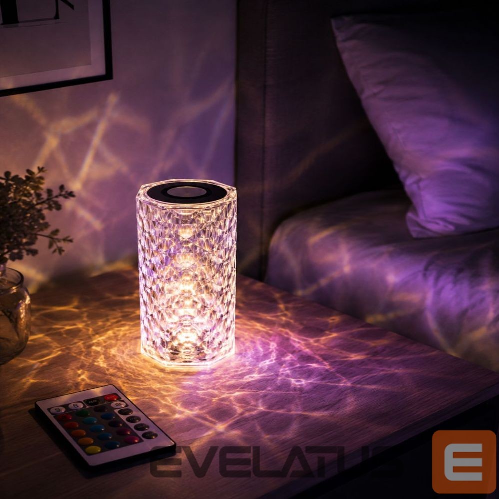 Laualamp iLike Crystal Touch RGB LED Lamp with Bluetooth Speaker, Ambient Night Light, Remote Control