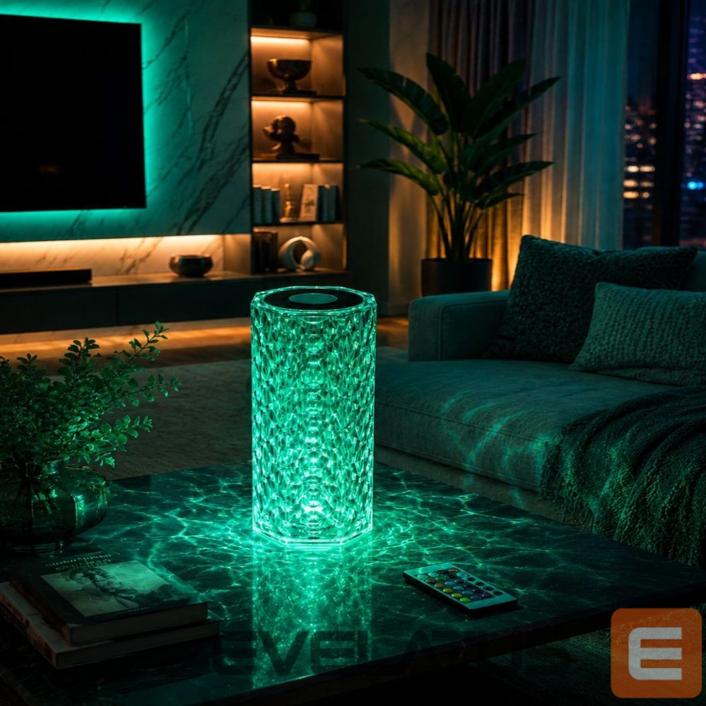 Laualamp iLike Crystal Touch RGB LED Lamp with Bluetooth Speaker, Ambient Night Light, Remote Control