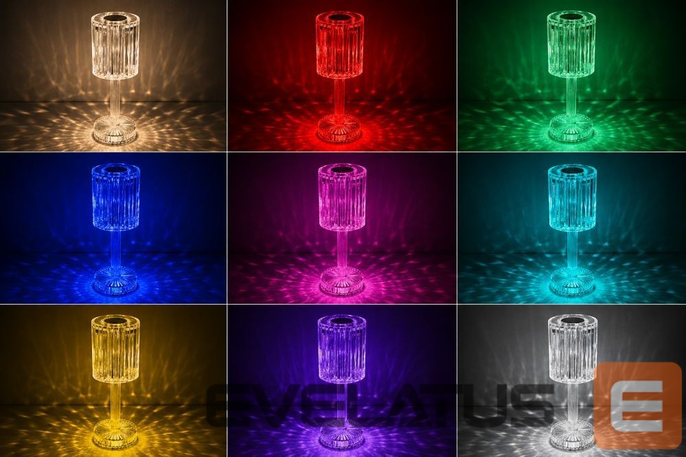 Laualamp iLike Crystal Touch RGB LED Table Lamp with Bluetooth Speaker, Ambient Night Light & Remote Control