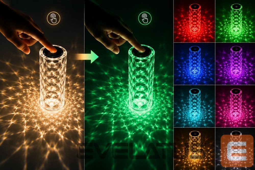 Laualamp iLike Crystal Bubble Touch RGB LED Table Lamp with Bluetooth Speaker