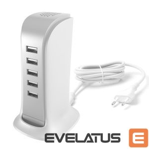 Adaptrid Dudao  5x USB charger with built-in EU power cable white (A5EU) 