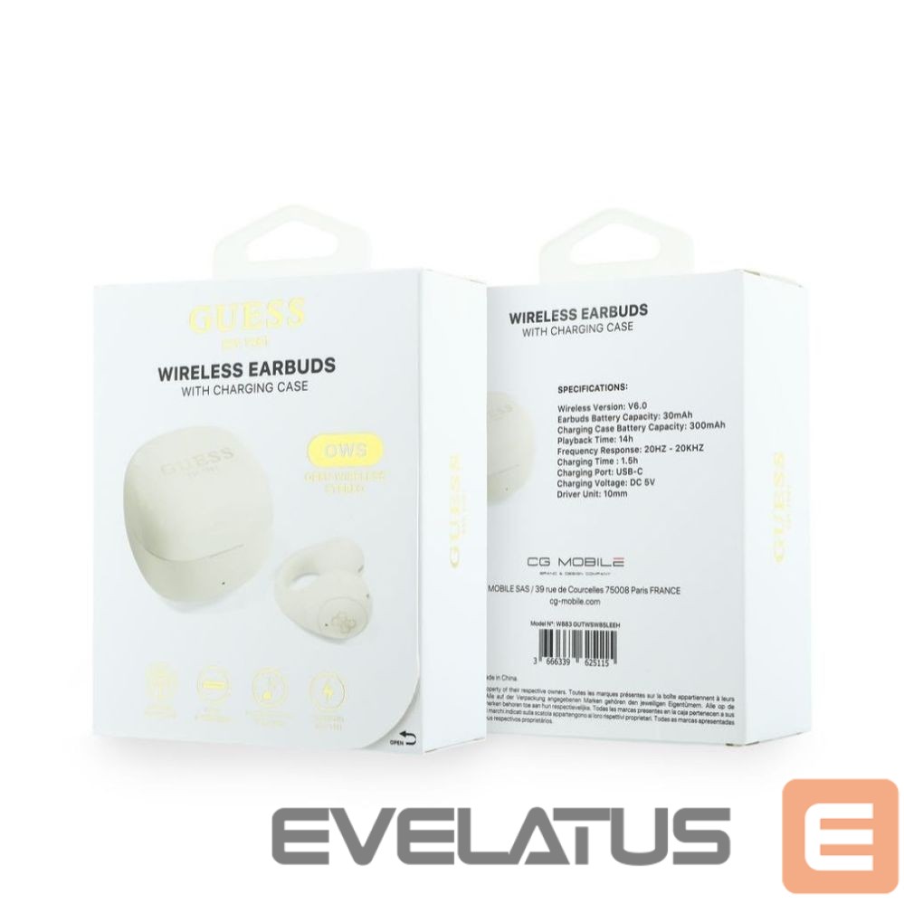 Juhtmevabad kõrvaklapid Guess Mini Classic Logo OWS Wireless Earphones White