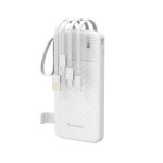 Väline aku Wozinsky  W11-W 10000mAh 10W Powerbank with Built-in Cables and Flashlight White