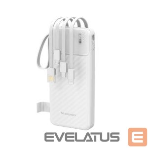 Väline aku Wozinsky  W11-W 10000mAh 10W Powerbank with Built-in Cables and Flashlight White