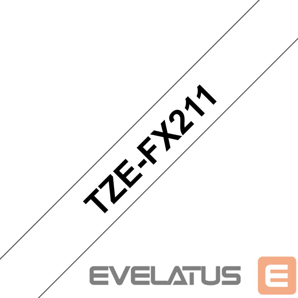 Tarvikud ja tarvikud Brother | TZe-FX211 Flexible ID Laminated Tape | Black on White | TZe | 8 m | 0.6 cm