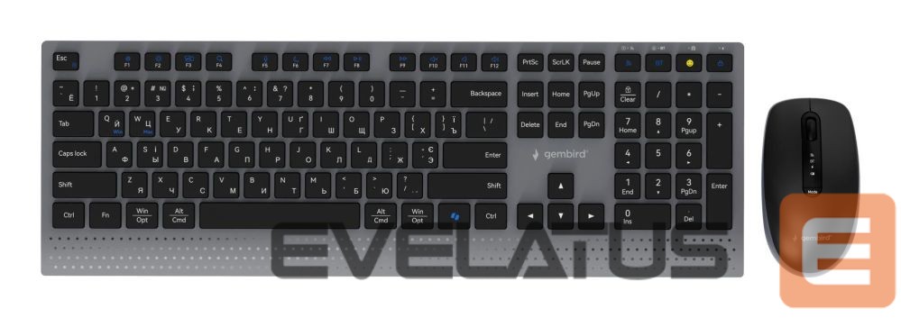 Arvuti klaviatuur Gembird KEYBOARD +MOUSE WRL CYRILLIC/BK KBS-WPS-02-CYRL