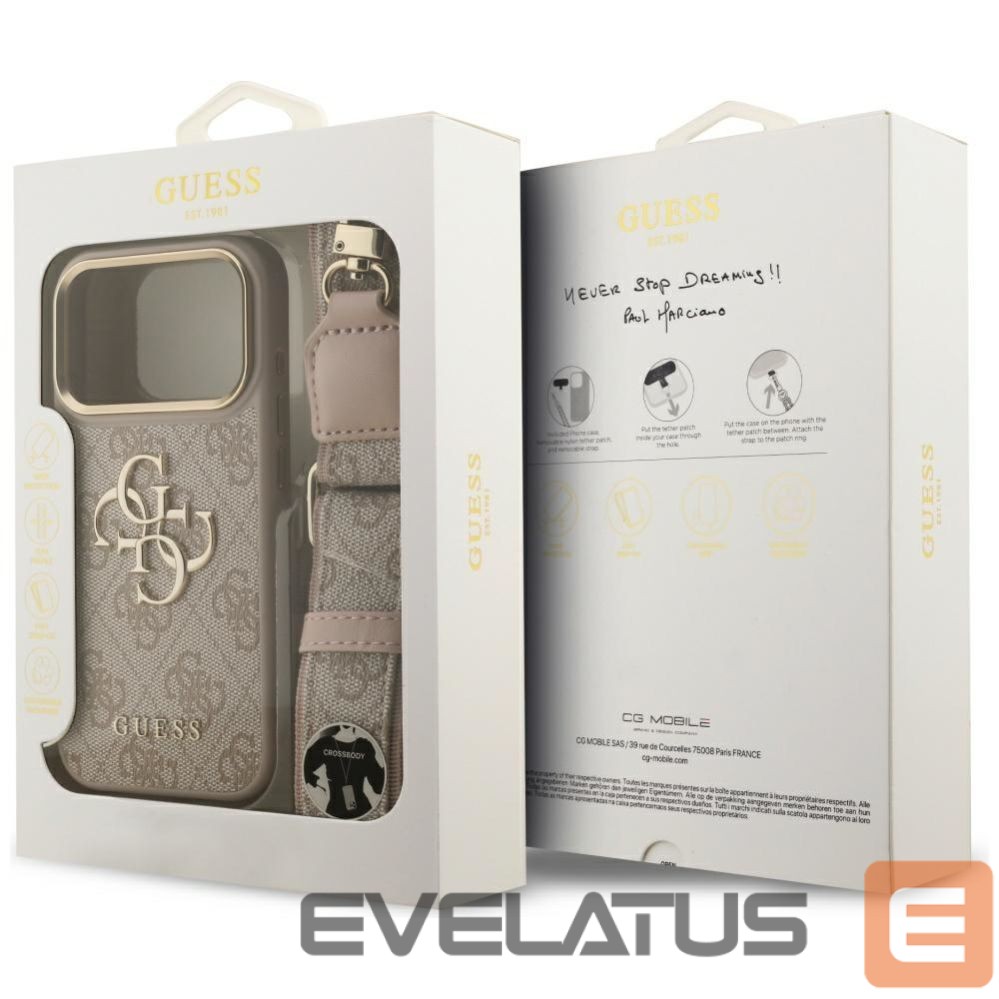 Muud kaubad Guess Guess 4G Big 4G Classic Logo Big Strap Metal Buttons Case for iPhone 17 Pro - Pink
